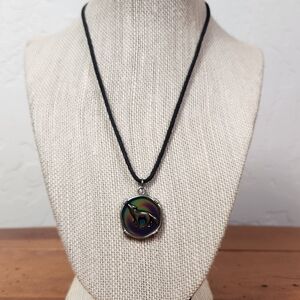 Silver Wolf Pendant Mood Necklace
